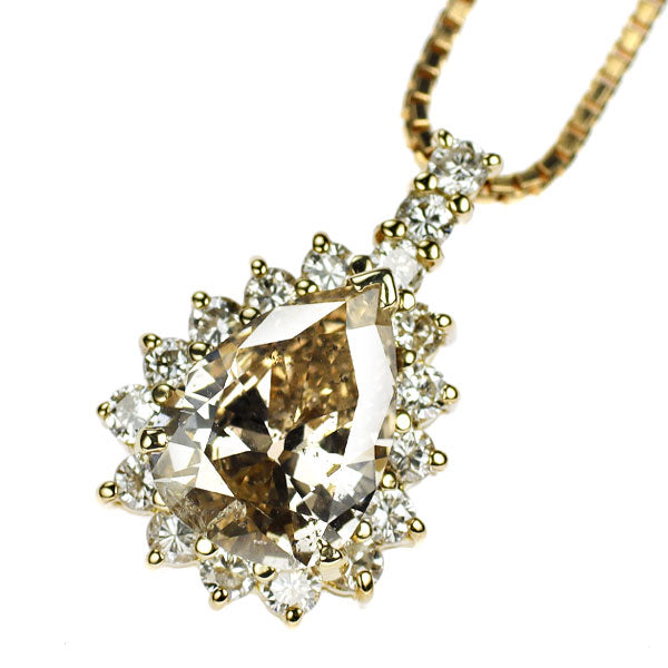 K18YG ダイヤモンド ペンダントネックレス 1.642ct D0.51ct