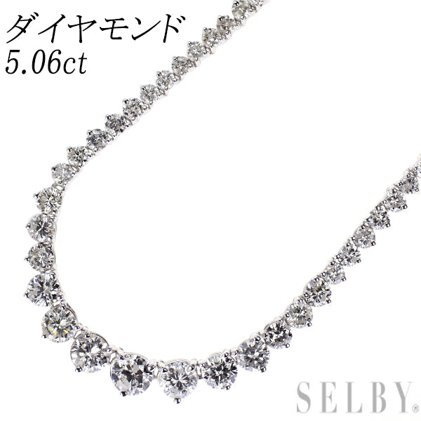 K18WG ダイヤモンド ネックレス 5.06ct テニス — セルビーオンラインストア
