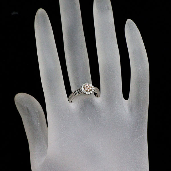 Pt900/ K18PG 天然ピンク ダイヤモンド ダイヤモンド リング 0.08ct D0.12ct