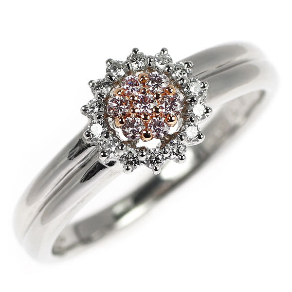 Pt900/ K18PG 天然ピンク ダイヤモンド ダイヤモンド リング 0.08ct D0.12ct