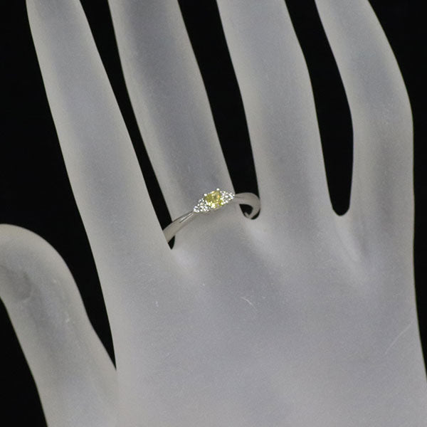 GSTV Pt950 天然イエローダイヤモンド リング 0.16ct D0.05ct