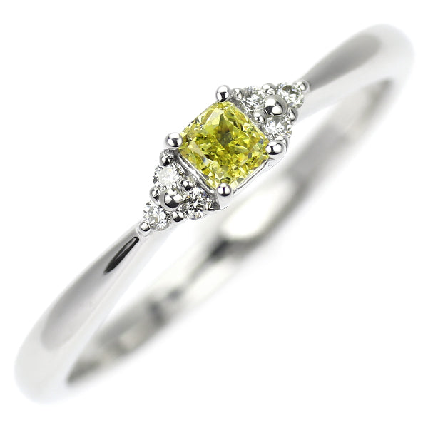 GSTV Pt950 天然イエローダイヤモンド リング 0.16ct D0.05ct