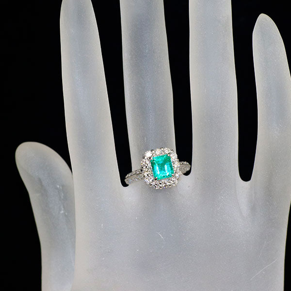 Pt900 エメラルド ダイヤモンド リング 1.27ct D0.67ct