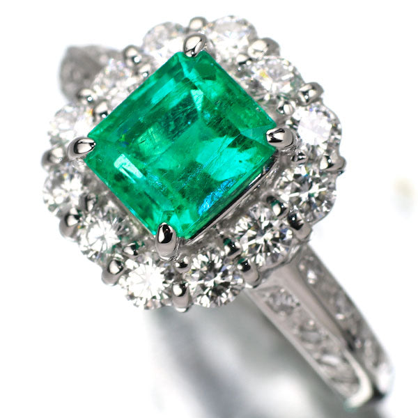 Pt900 エメラルド ダイヤモンド リング 1.27ct D0.67ct