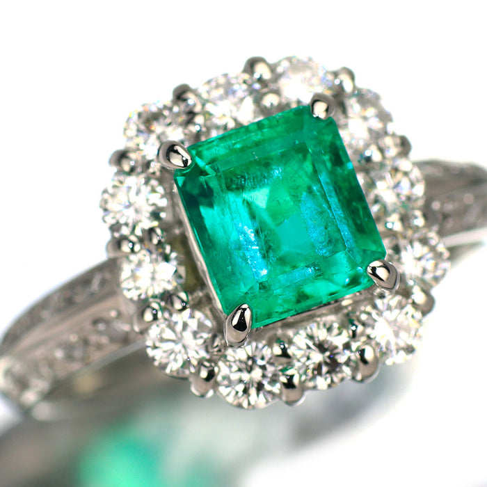Pt900 エメラルド ダイヤモンド リング 1.27ct D0.67ct