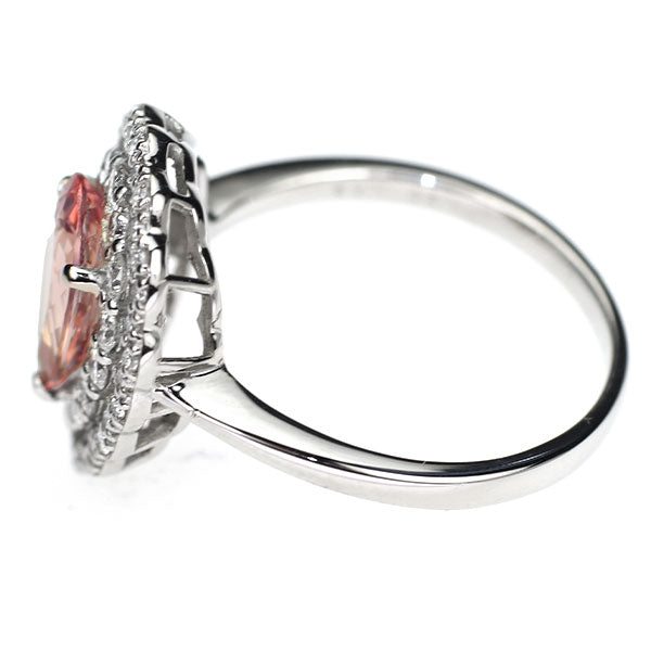 新品 Pt950 ブラジル産ピンクインペリアルトパーズ ダイヤモンド リング 1.23ct D0.49ct 【エスコレ】