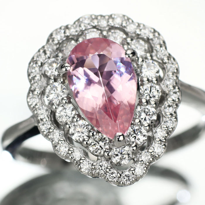 新品 Pt950 ブラジル産ピンクインペリアルトパーズ ダイヤモンド リング 1.23ct D0.49ct 【エスコレ】