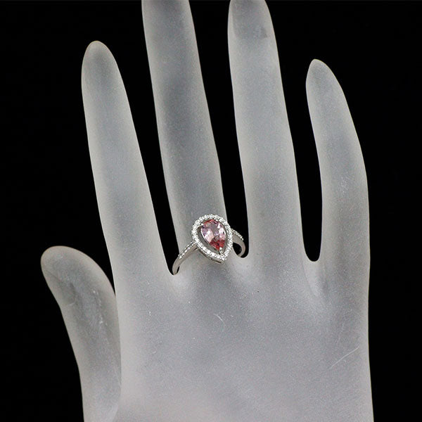 新品 Pt950 ブラジル産ピンクインペリアルトパーズ ダイヤモンド リング 0.88ct D0.19ct【エスコレ】