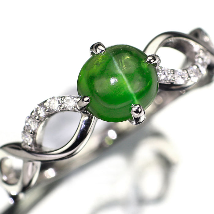 新品 Pt950 タンザニア産 コーネルピン キャッツアイ ダイヤモンド リング 1.043ct D0.06ct レアストーン【エスコレ】