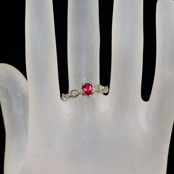 新品 Pt950 ピジョンブラッドルビー ダイヤモンド リング 0.58ct D0.03ct 【エスコレ】