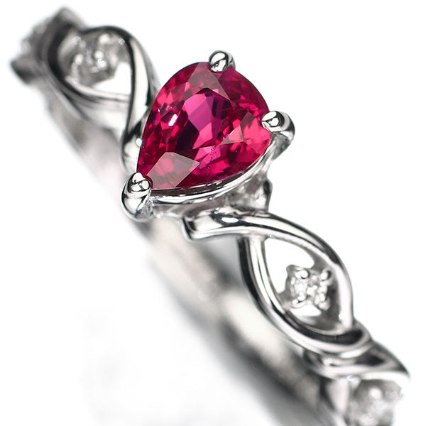 新品 Pt950 ピジョンブラッドルビー ダイヤモンド リング 0.58ct D0.03ct 【エスコレ】