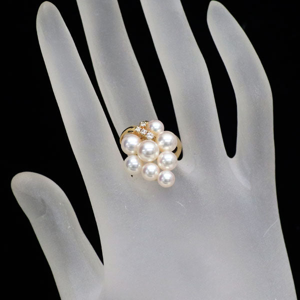 ポーラ K18YG アコヤ 真珠/パール ダイヤモンド リング 径約5.2-6.7mm D0.09ct ぶどう