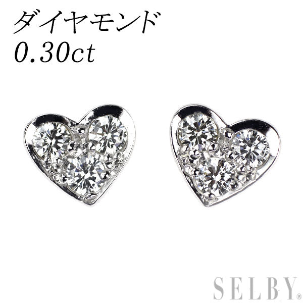 K18WG ダイヤモンド ピアス 0.30ct ハート
