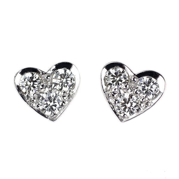 K18WG ダイヤモンド ピアス 0.30ct ハート
