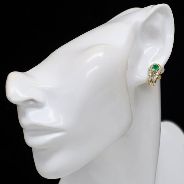 K18YG エメラルド ダイヤモンド イヤリング 0.91ct D0.74ct