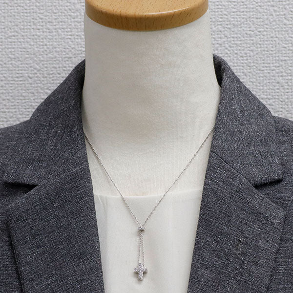ポンテヴェキオ K18WG ダイヤモンド ペンダントネックレス 0.15ct クロス