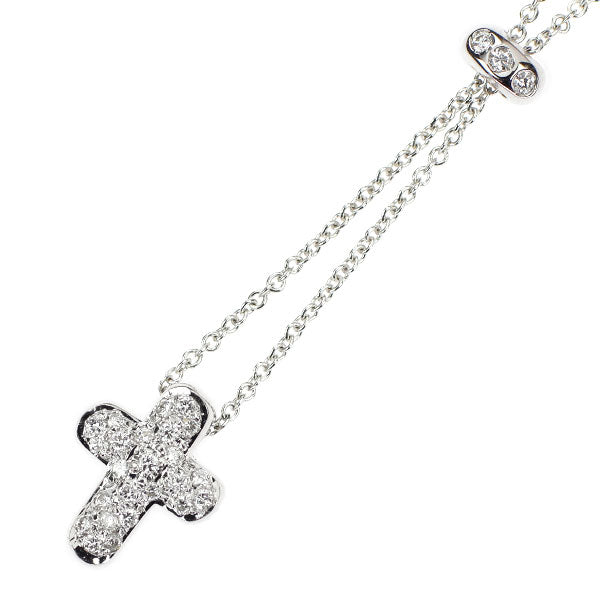 ポンテヴェキオ K18WG ダイヤモンド ペンダントネックレス 0.15ct クロス