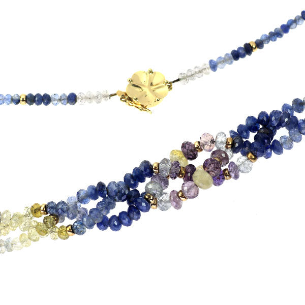 K14YG マルチカラー サファイア ネックレス 125.00ct