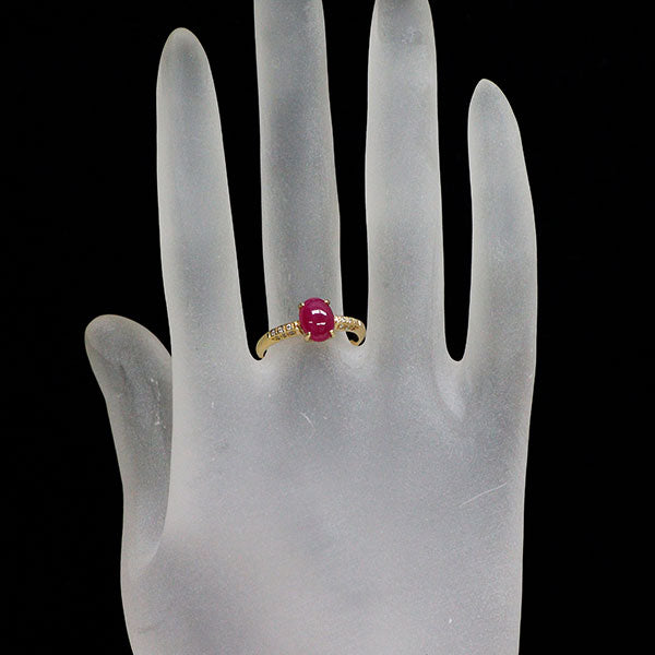 K18YG  ルビー ダイヤモンド リング 1.74ct D0.09ct