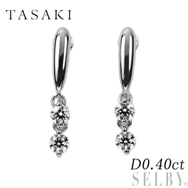 田崎真珠 Pt900 ダイヤモンド イヤリング 0.40ct