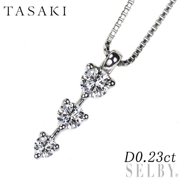 田崎真珠 K18WG ダイヤモンド ペンダントネックレス 0.23ct