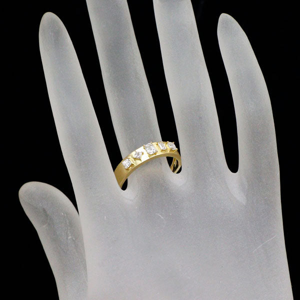 GSTV K18YG クリスクッション ステップ クリス プリンセス アッシャーカット ダイヤモンド リング 0.45ct