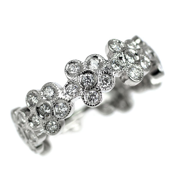 アベリ Pt900 ダイヤモンド リング D0.47ct フラワー ピンキー
