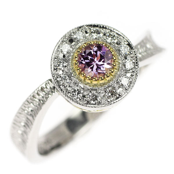 祢津 新(ねづ あらた) Pt900/ K18YG ピンクゾイサイト ダイヤモンド リング 0.250ct D0.12ct