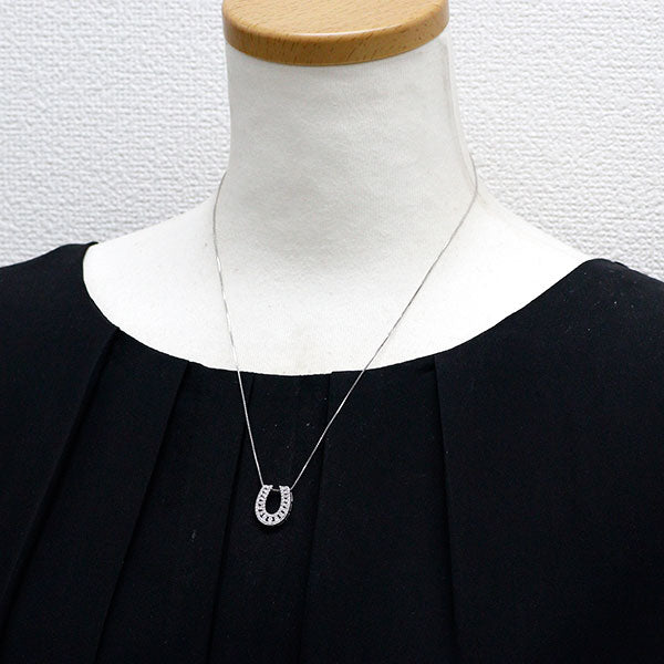 K18WG ダイヤモンド ペンダントネックレス 0.52ct 馬蹄