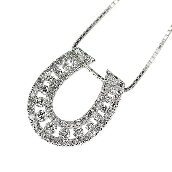 K18WG ダイヤモンド ペンダントネックレス 0.52ct 馬蹄