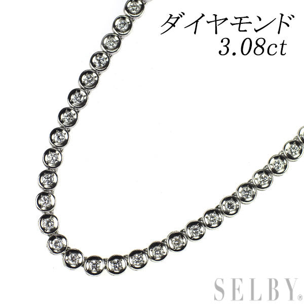 Pt850 ダイヤモンド ネックレス 3.08ct テニス