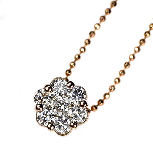 K18PG ダイヤモンド ペンダントネックレス 0.50ct フラワー