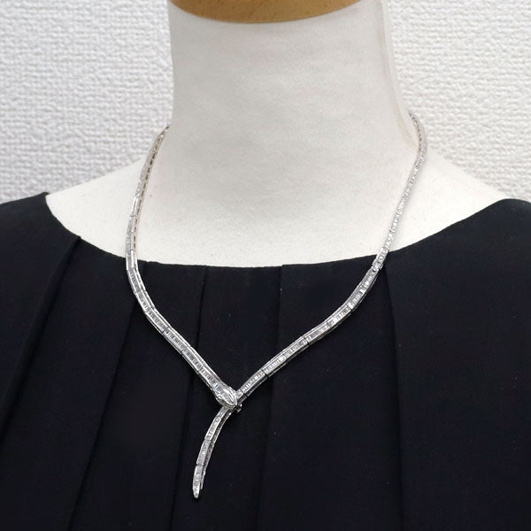 K18WG ダイヤモンド トルマリン ネックレス 5.68ct T0.05ct 蛇