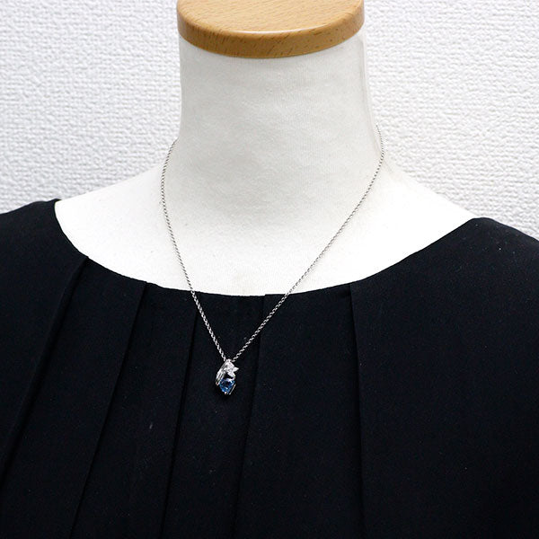 Pt アクアマリン ダイヤモンド ペンダントネックレス 1.16ct D0.18ct