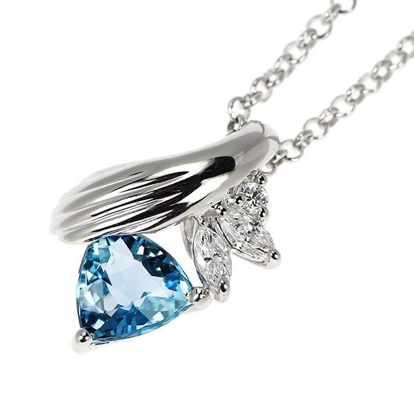 Pt アクアマリン ダイヤモンド ペンダントネックレス 1.16ct D0.18ct