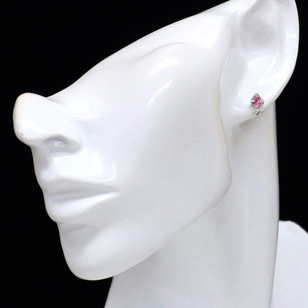 Pt900 ピンクサファイア ダイヤモンド ピアス 0.502ct D0.04ct