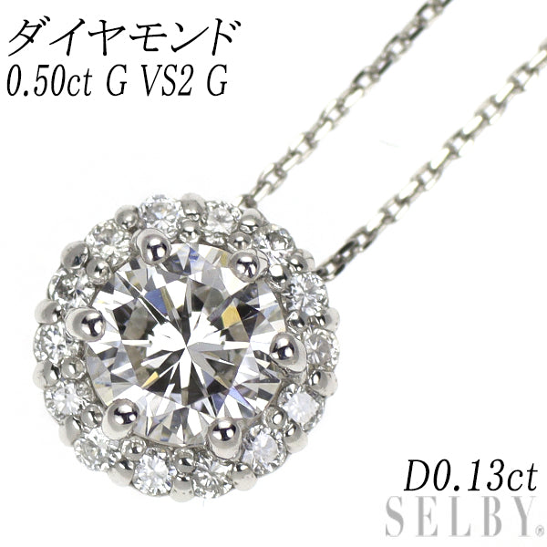 新品 Pt950/ Pt850 ダイヤモンド ペンダントネックレス 0.50ct G VS2 G 