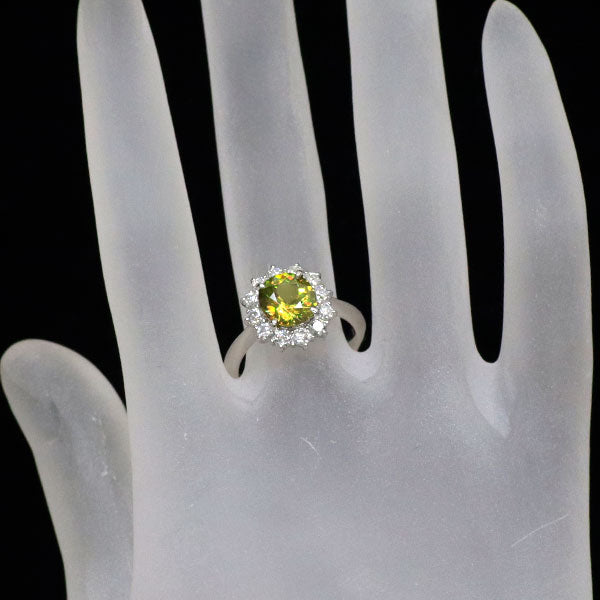 希少 Pt900 スフェーン ダイヤモンド リング 1.82ct D0.71ct