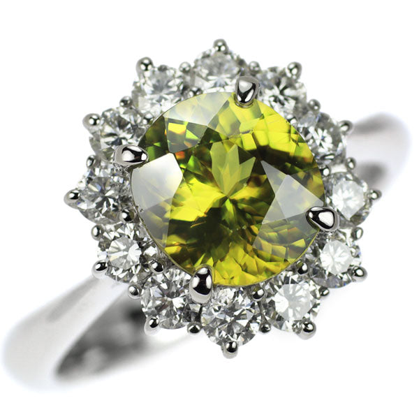 希少 Pt900 スフェーン ダイヤモンド リング 1.82ct D0.71ct