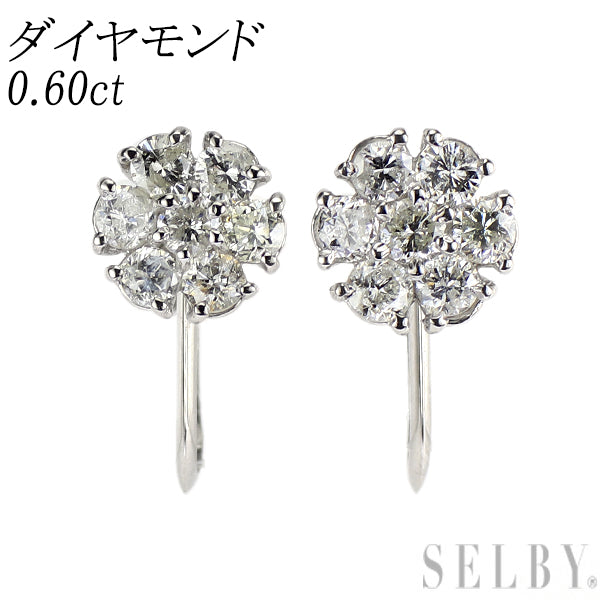 Pt900 ダイヤモンド イヤリング 0.60ct  フラワー