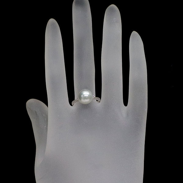 Pt900 アコヤ 真珠 ダイヤモンド リング 径約9.5mm D0.08ct