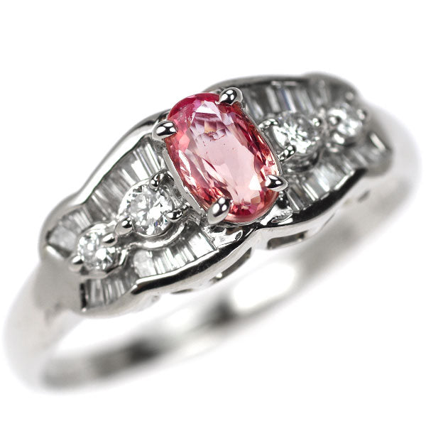 Pt900 ピンクサファイア ダイヤモンド リング 0.87ct D0.70ct