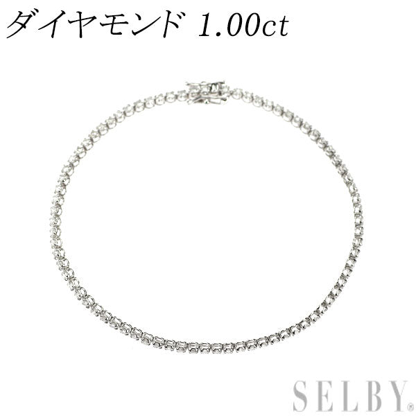 K18WG ダイヤモンド ブレスレット 1.00ct テニス
