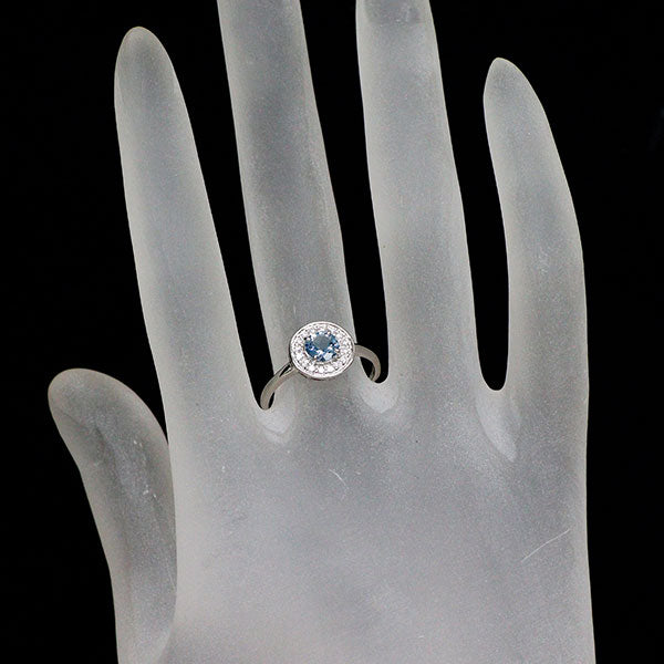Pt900 アクアマリン ダイヤモンド リング 0.37ct D0.12ct