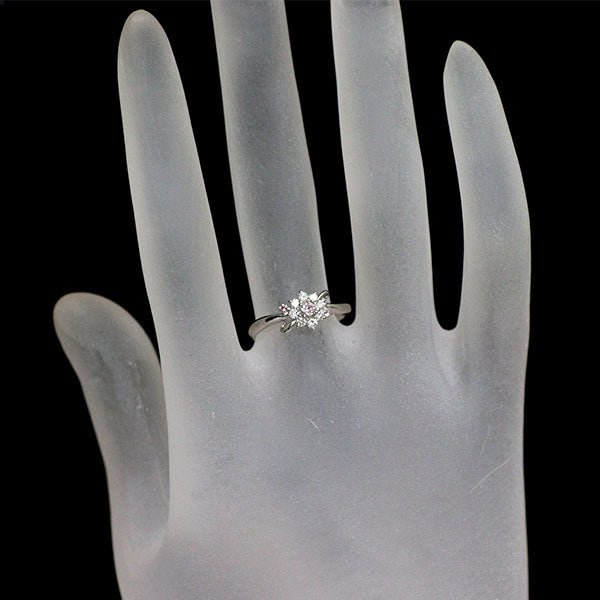 希少 Pt900 天然ピンク / カラーレス ダイヤモンド リング 0.07ct D0.15ct