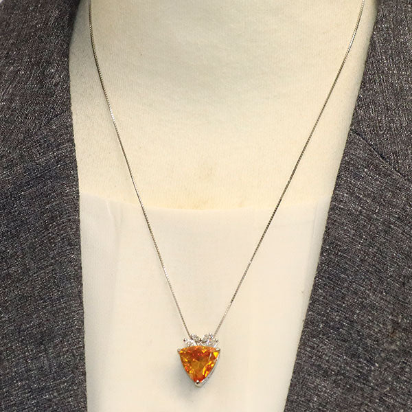 Pt スファレライト ダイヤモンド ペンダントネックレス 9.18ct D0.33ct