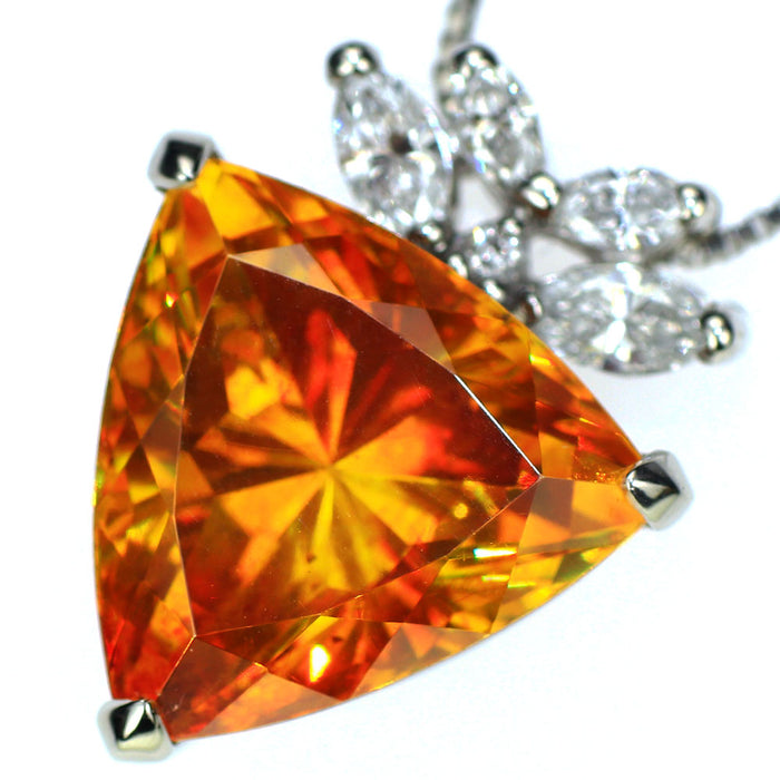 Pt スファレライト ダイヤモンド ペンダントネックレス 9.18ct D0.33ct