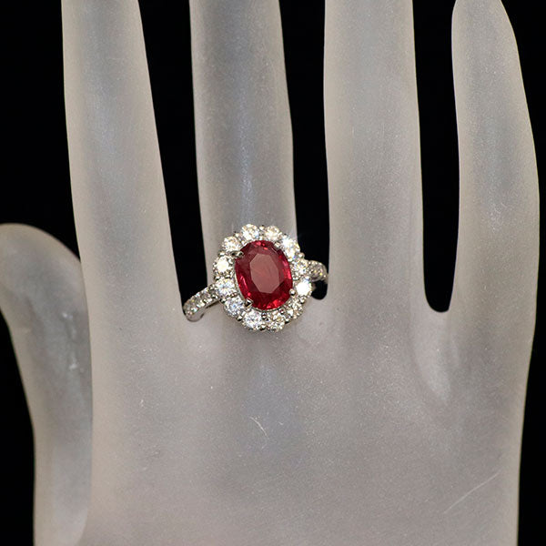 Pt950 タイ産 ルビー ダイヤモンド リング 3.05ct D1.51ct