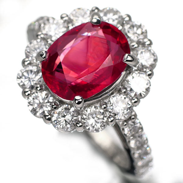 Pt950 タイ産 ルビー ダイヤモンド リング 3.05ct D1.51ct