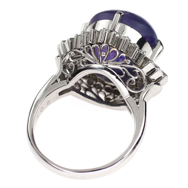Pt900 スターサファイア ダイヤモンド リング 14.34ct D1.08ct